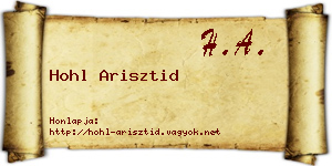 Hohl Arisztid névjegykártya